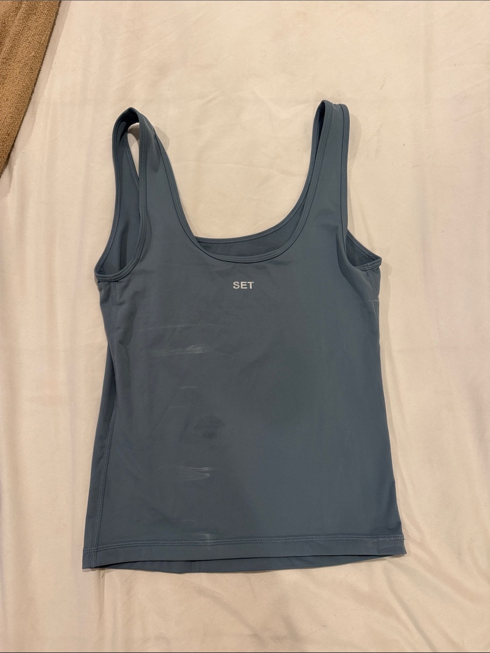 SET Active Airluxe Bay Blue Women's Scoop Neck Tank Top in Dusty Blue